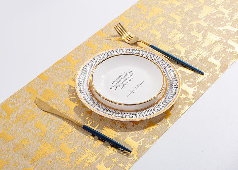 Holiday Table Runner with Elk and Snowman Design