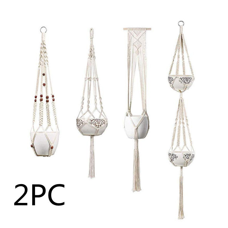 Chic 4-Pack Macrame Baskets for Boho Wall Styling