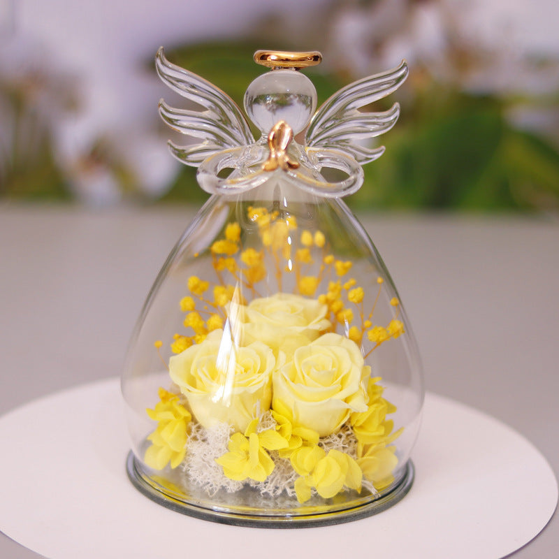 Eternal Rose in Angel Glass Dome for Lasting Love