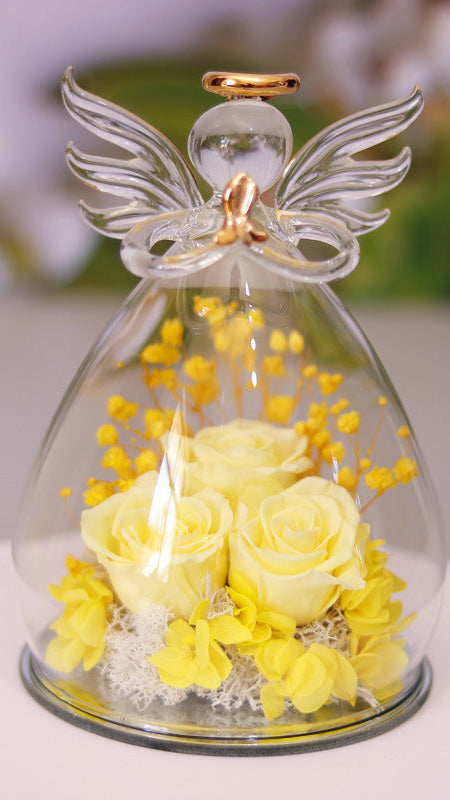 Eternal Rose in Angel Glass Dome for Lasting Love