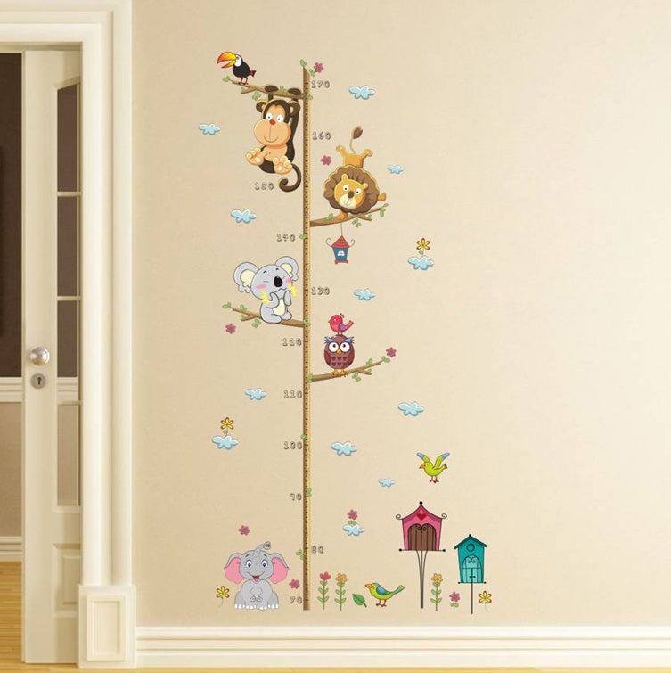 Kids Cartoon Animals Growth Chart Wall Sticker – Height Measure Wall Decal