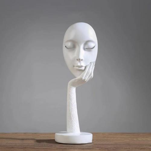 Nordic Abstract Art Sculpture – Thinking Lady Resin Figurine for Living Room Decor