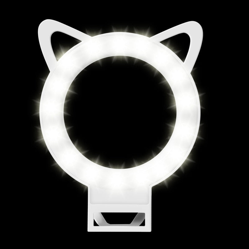 LED Selfie Ring Light Clip – USB Rechargeable Phone Light