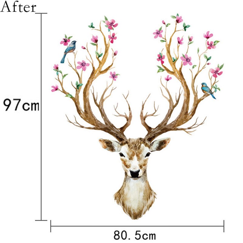 Sika Deer Wall Art Stickers – Decorative DIY Wall Decals for Bedroom & Living Room Interior