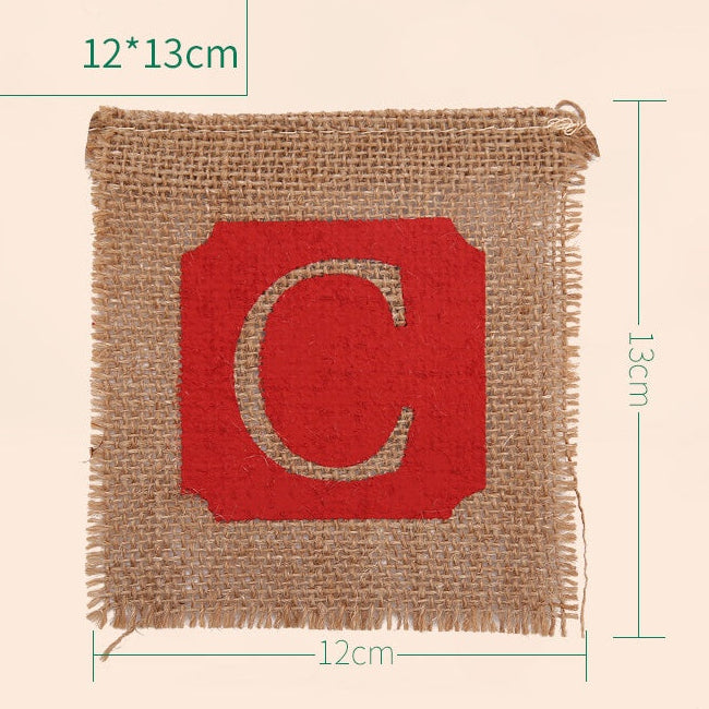 Merry Christmas Rustic Burlap Banner Decoration - Holiday Decor