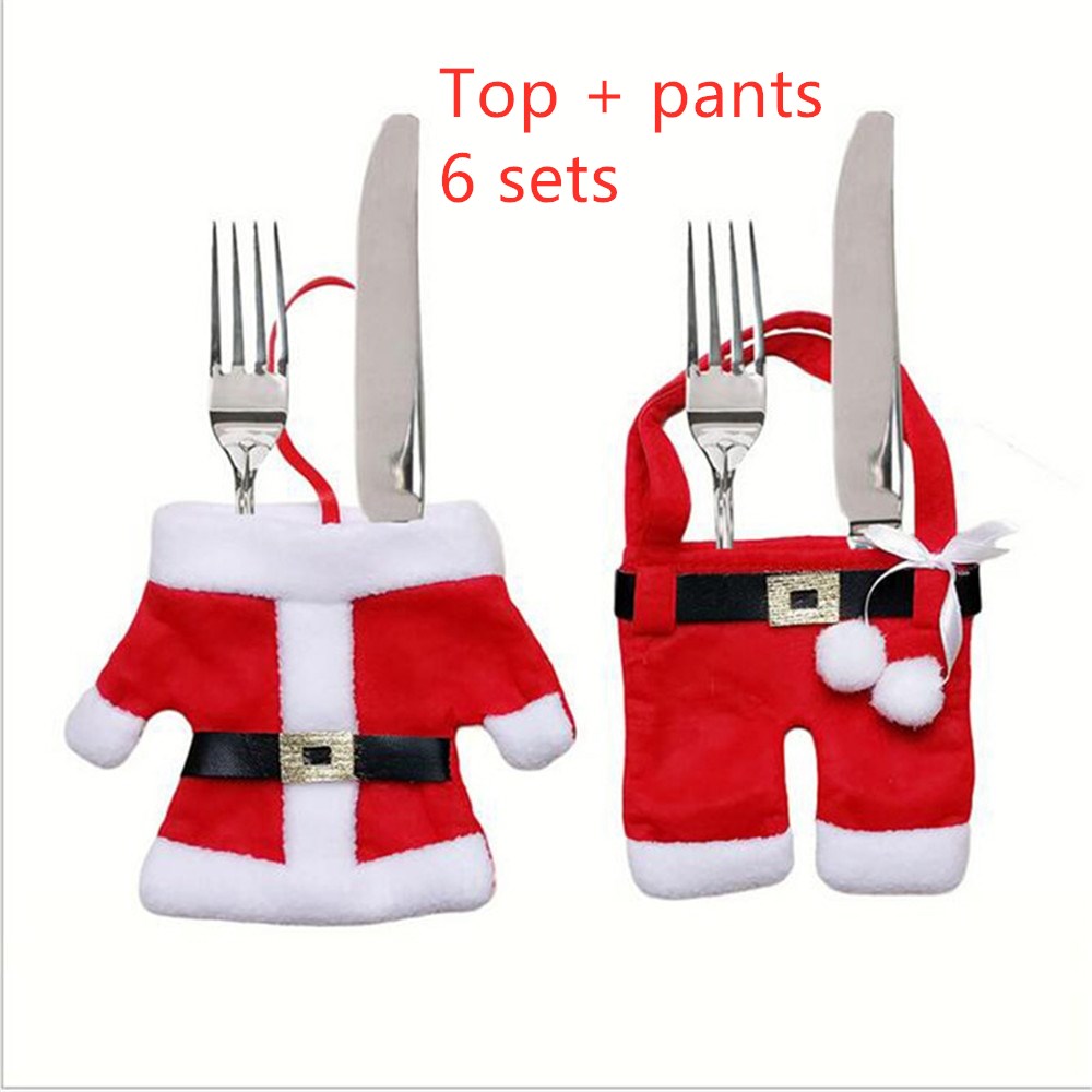 Holiday Christmas Tableware Set – Knife and Fork Bags Festive Dining Room Decoration