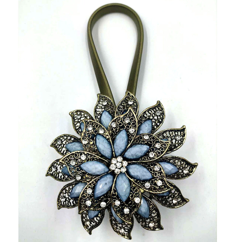 Magnetic Curtain Buckle Tiebacks - damage-free installation with sparkling rhinestones