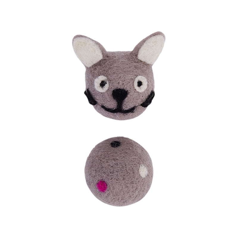 Colorful Cat Toy Ball with Bell – Interactive Felt Play Toy for Cats & Dogs