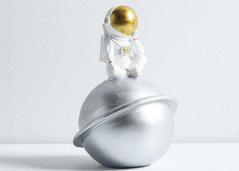 Astronaut Children’s Room Desktop Clock and Trinket Holder - for bedside & bedroom
