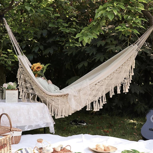 Macramé Hammock Chair – Spacious Boho Comfort for Two