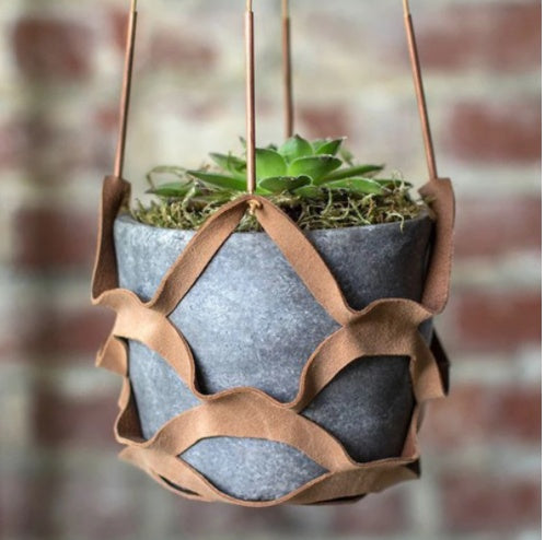 Charming Leather & Macramé Hanging Plant Basket