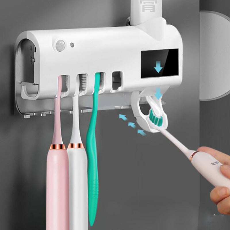 Smart UV Toothbrush Sterilizer & Holder – Automatic Toothpaste Dispenser Bathroom Organizer