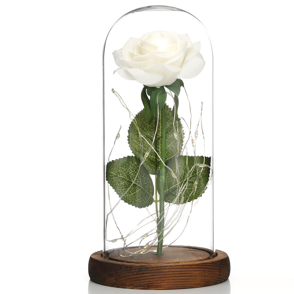 Glass Rose Lamp LED Night Light – Romantic Flower Table Lamp for Bedroom Home Decor
