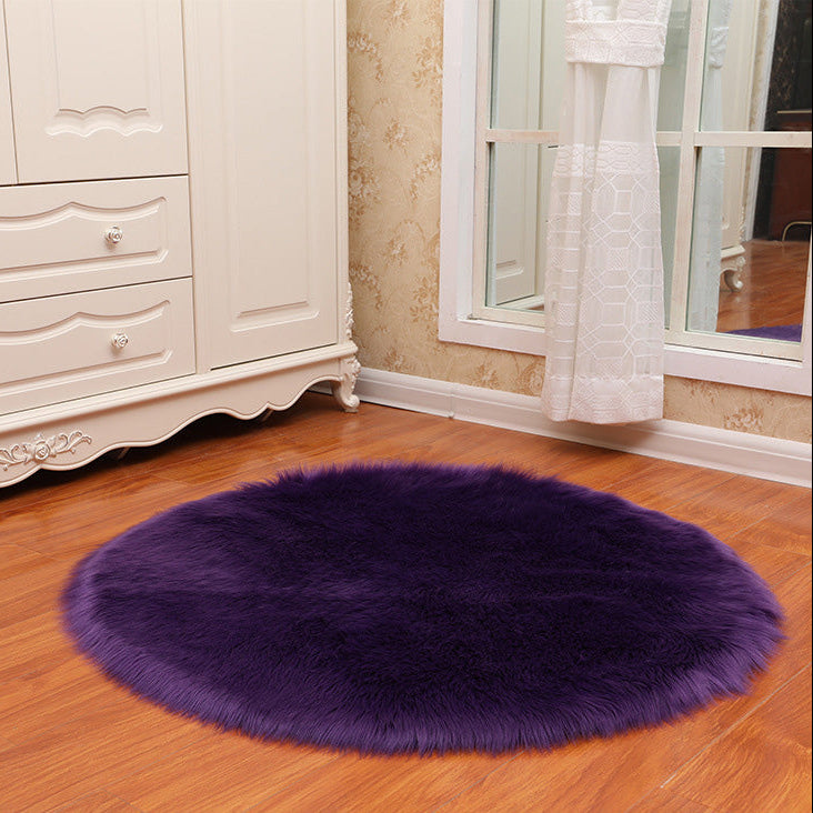 Cozy Faux Sheepskin Area Rug – Round Fluffy Carpet for Bedroom & Living Room