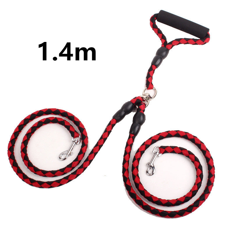 One to Two Dog Leash Double-Ended Rope – Hands-Free Adjustable Walking & Training Collar Lead