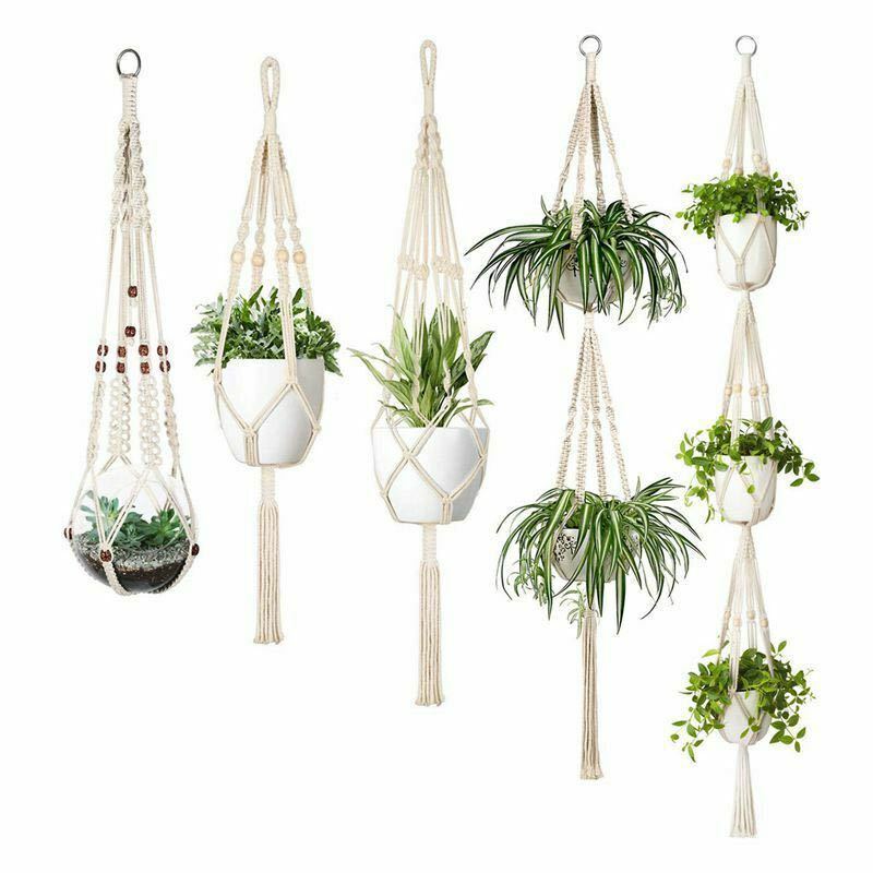 Chic 4-Pack Macrame Baskets for Boho Wall Styling