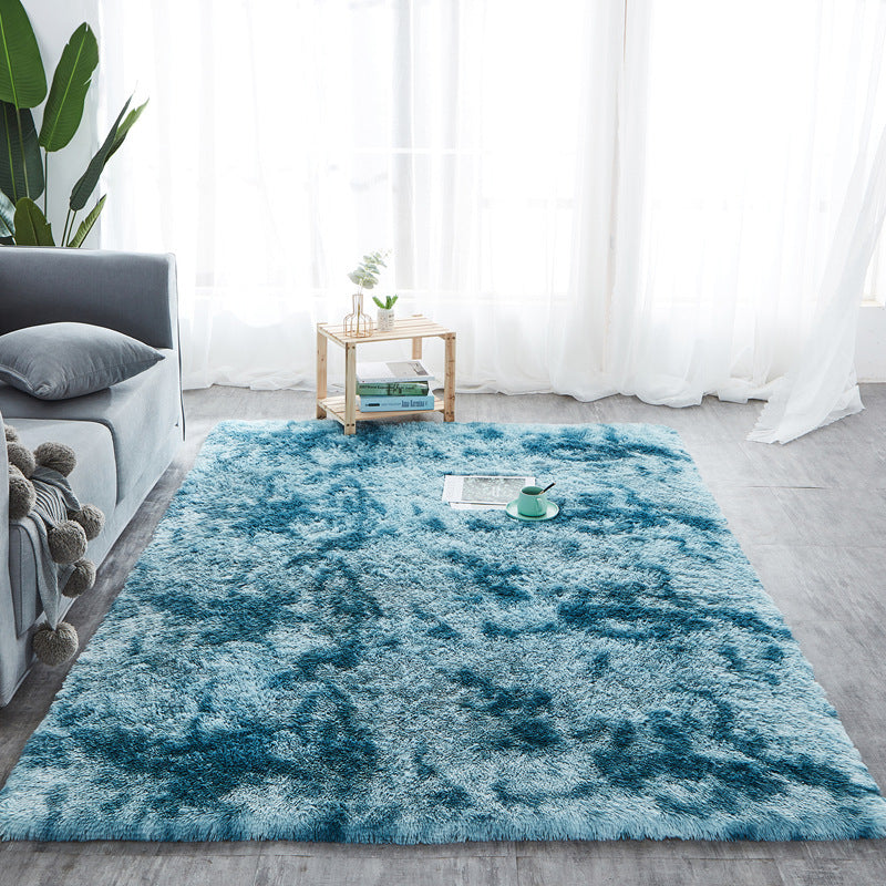 Colorful Tie-Dye Wool Carpet Rug – Living Room Soft PV Pile Floor Rug