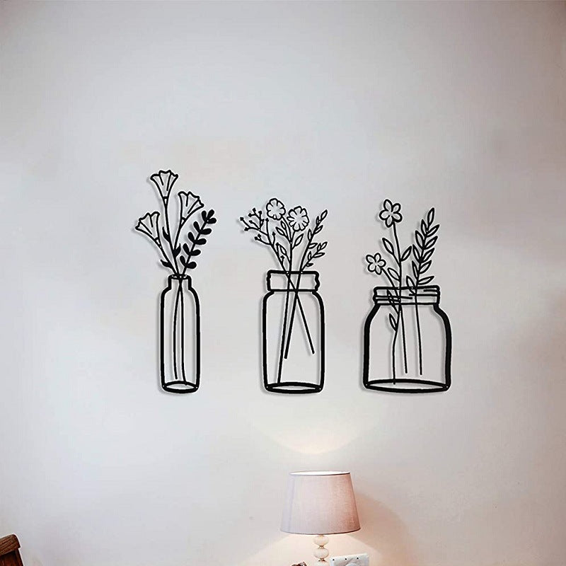 Elegant Flower Silhouette Wall Hanging – Unique Metal Art for Home Interior