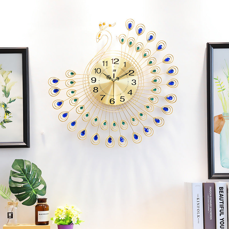 Luxury Peacock Wall Clock – Modern Silent Living Room Home Décor