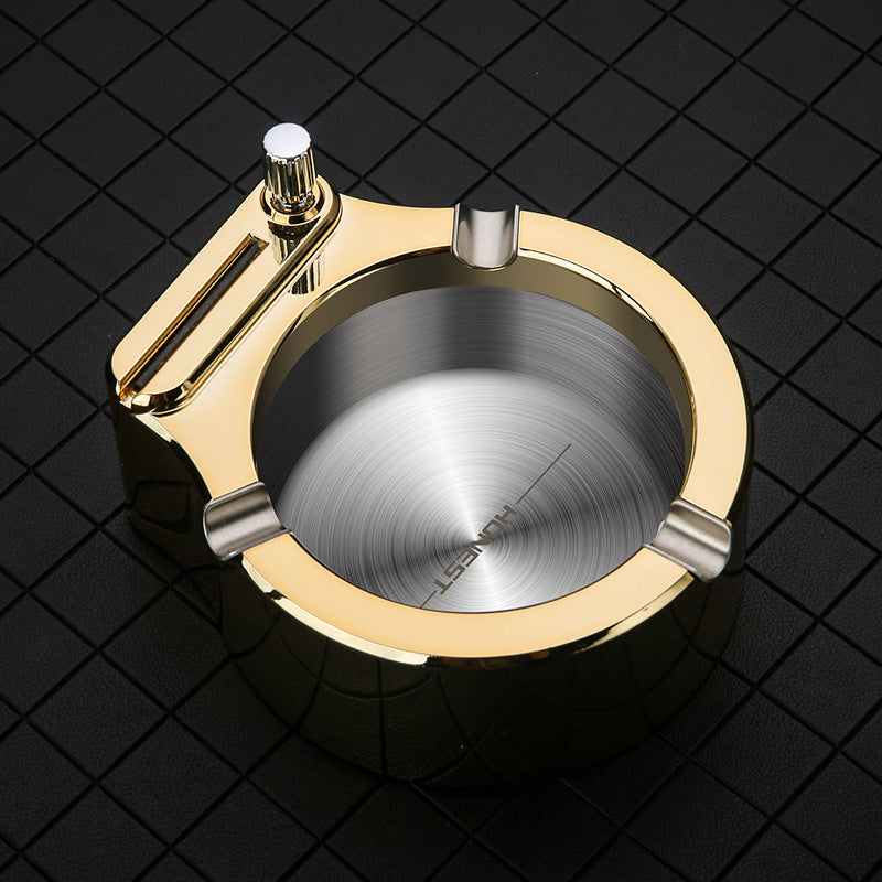 Windproof Ashtray with Refillable Match – Indoor & Outdoor Use