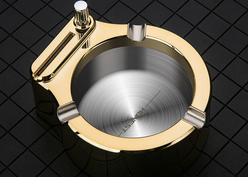 Windproof Ashtray with Refillable Match – Indoor & Outdoor Use