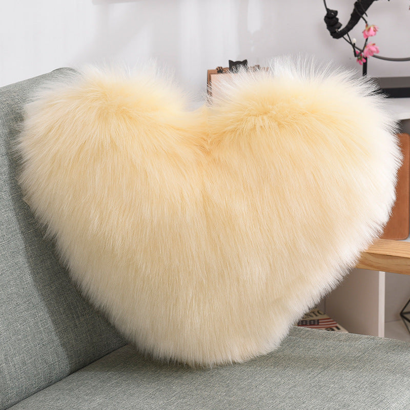 Cuddle-Perfect Fluffy Heart Throw Pillow Cover