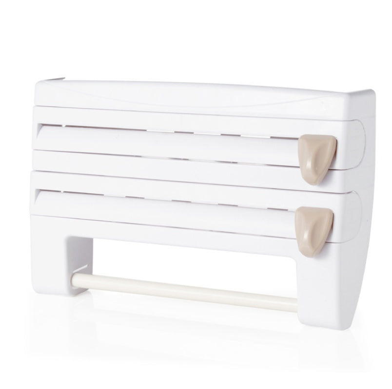 Space-Saving Wall Mount Kitchen Organizer – Wrap Cutter Holder for Cling Film, Foil & Paper Towels