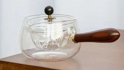 Modern Glass Teapot with Infuser – Rotary Semi Automatic Heat Resistant Tea Brewer Tool