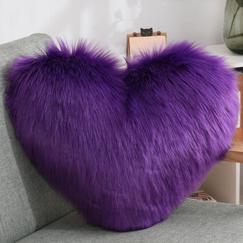 Cuddle-Perfect Fluffy Heart Throw Pillow Cover