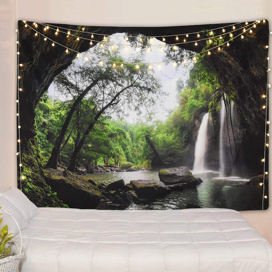 Boho Waterfall Tapestry for Calm, Dreamy Home Decor