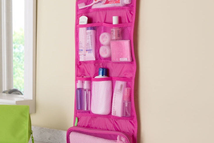 Foldable Travel Organizer Bag – Hanging Makeup & Toiletry Storage