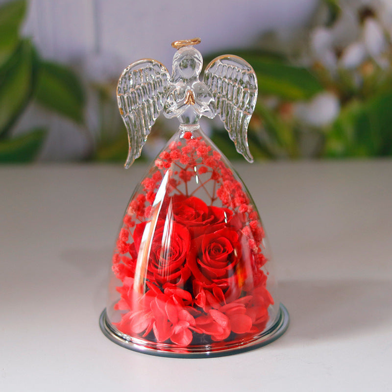 Eternal Rose in Angel Glass Dome for Lasting Love