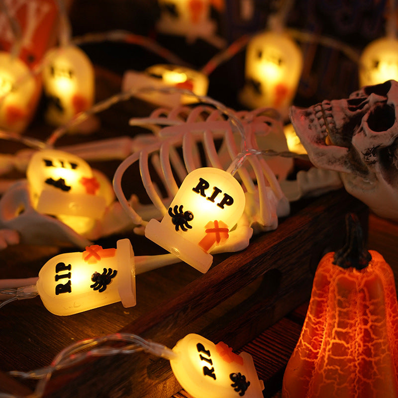 Halloween LED Light Chain – PVC Pumpkin & Ghost Outdoor/Indoor Decor