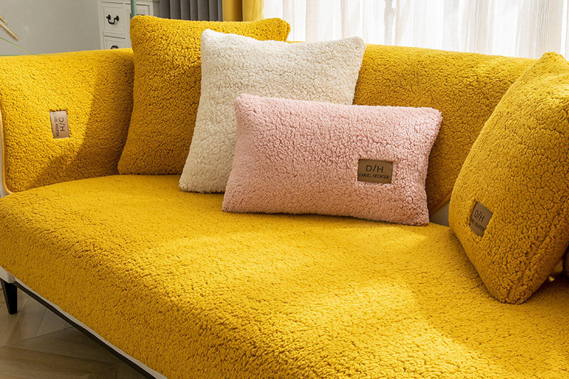 Cozy Lamb Wool Sofa Towel Cover – Thick, Soft, Anti-Slip Couch Protection