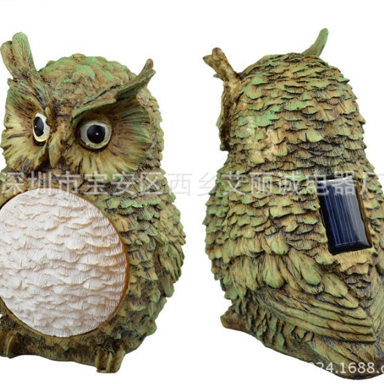 Solar Power Outdoor Owl Figurine Lamp – Garden LED Decorative Night Light Statue