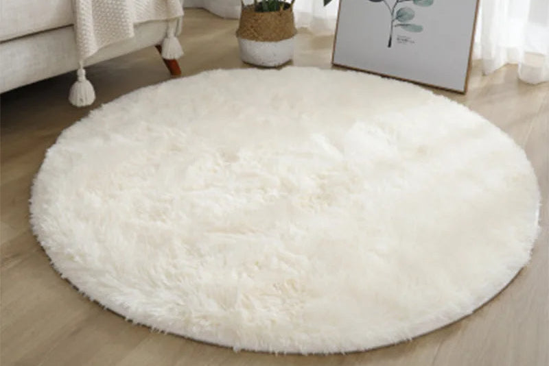 Soft Plush Round Rug Mat Fluffy White Carpets - perfect for living room & bedroom