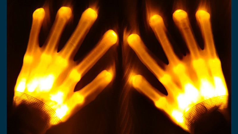 Glow in the Dark Skeleton Hand Gloves – LED Halloween Costume