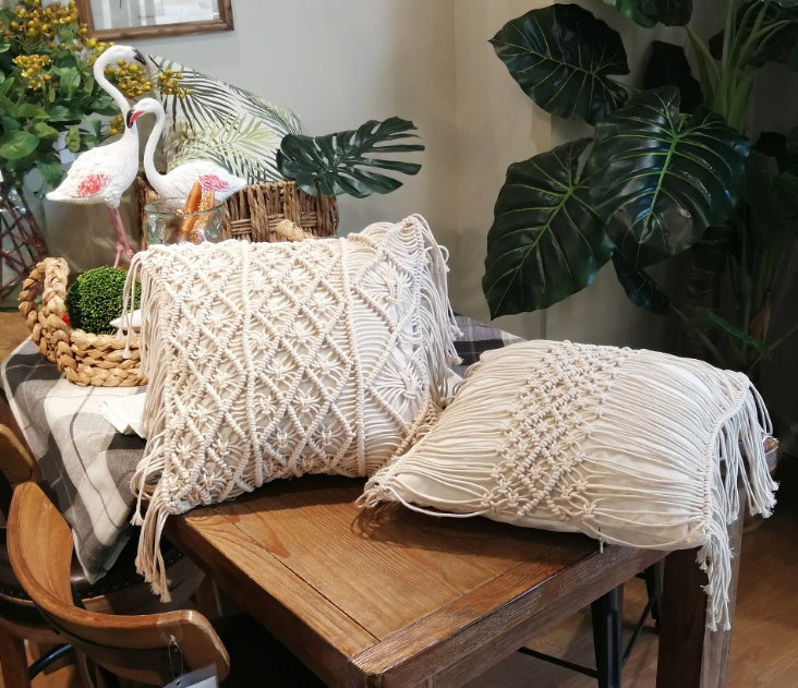 Rustic Chic Bohemian Macramé Cotton Pillowcase