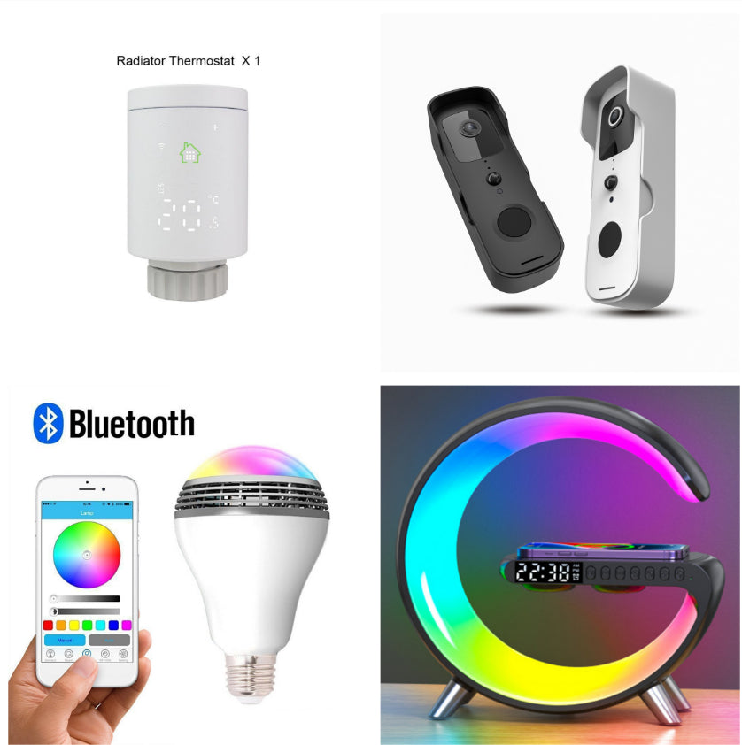 Smart Bedside G-Shape Lamp – LED Mood Light with Bluetooth Speaker & Charger