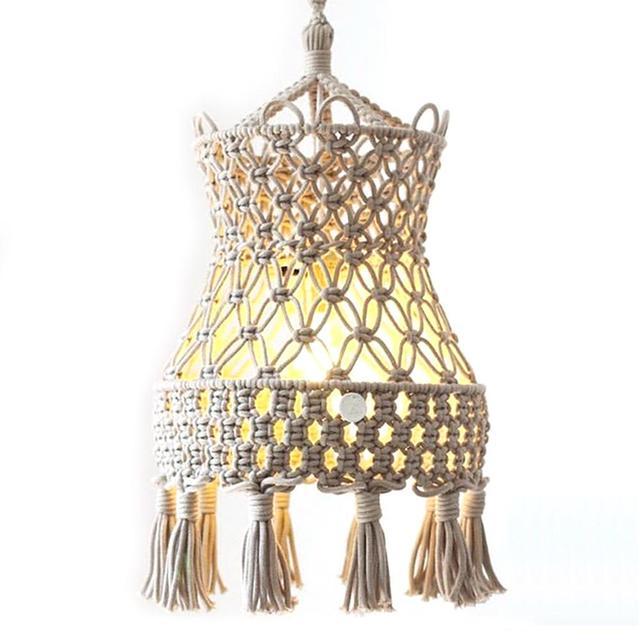 Hand-Knitted Macramé Lampshade for Boho Chic Lighting