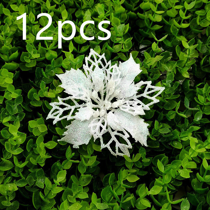 Christmas Glitter Fake Flowers – Festive Tree Decorations for Home & Party Setup