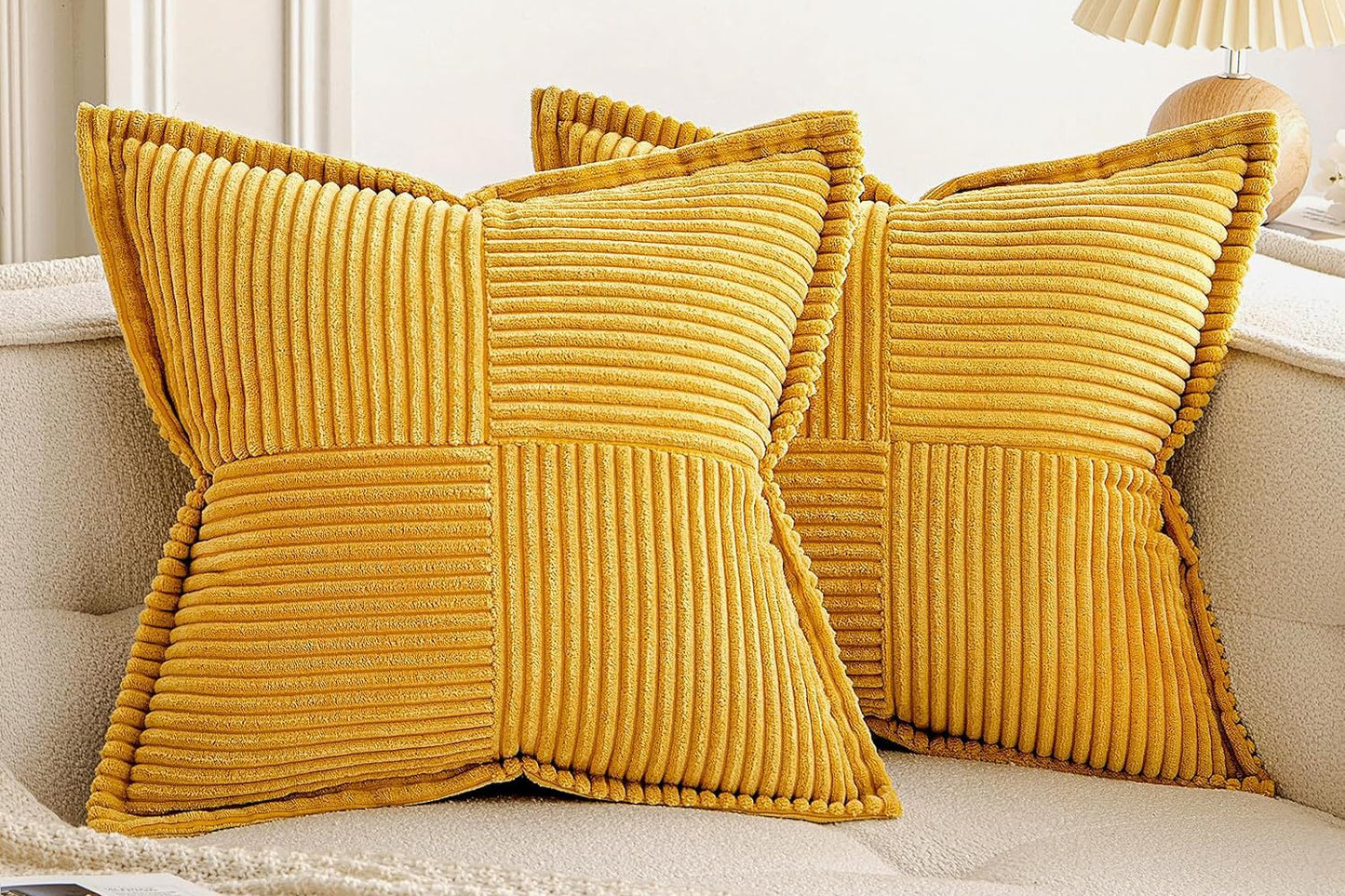 Corduroy Pillow Covers – Super Soft Boho Striped Throw Pillow Cases for Couch & Living Room