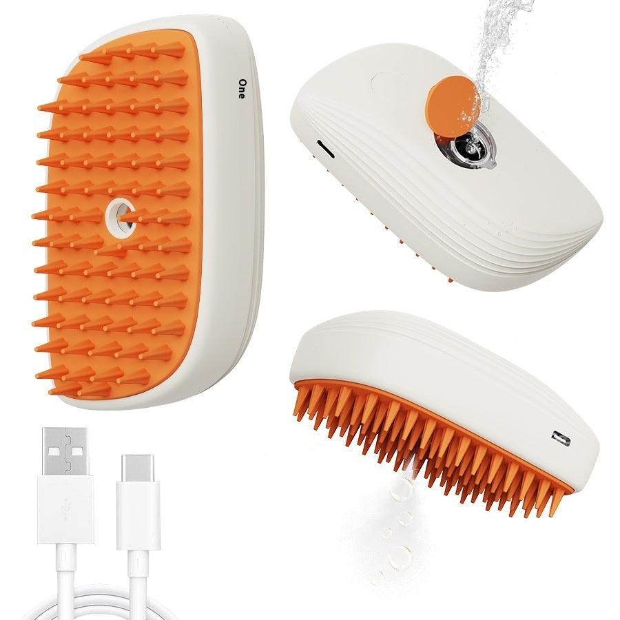 Electric Pet Steam Brush with Spray – USB Rechargeable