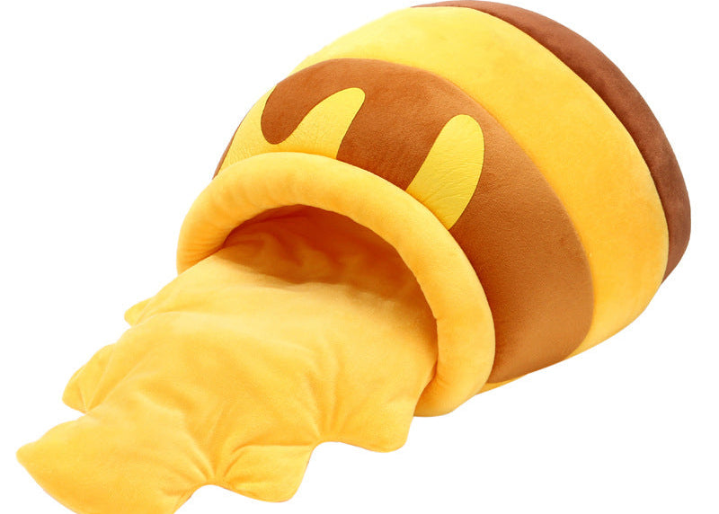 All-Season Warm Honey Pot Pet Nest – Cozy Anti-Anxiety Cat & Dog Bed House