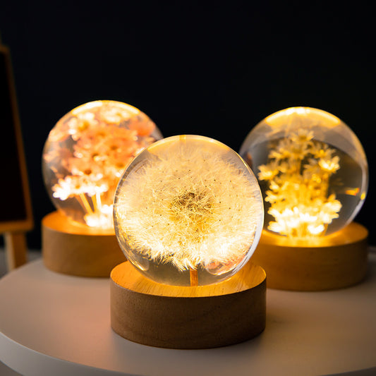 Luminous Dandelion Crystal Ball for Magical Home Decor