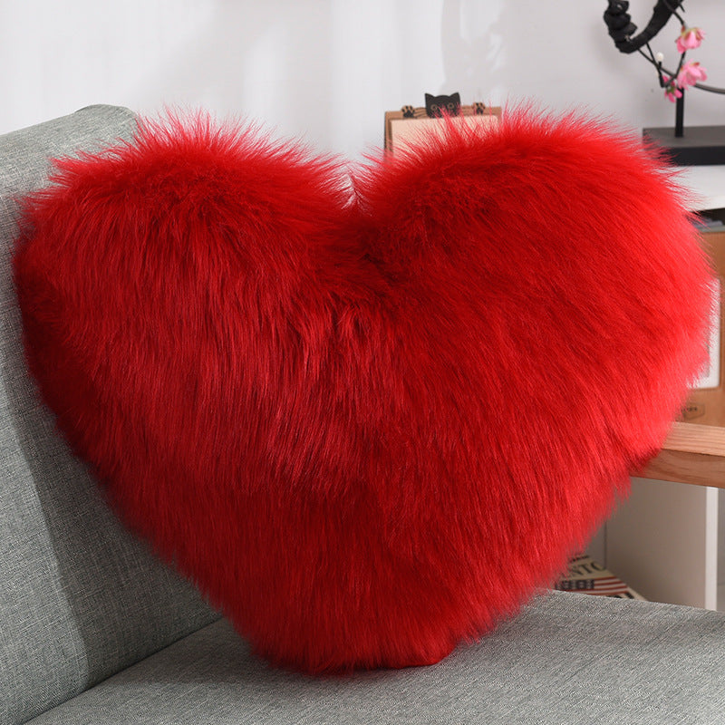 Cuddle-Perfect Fluffy Heart Throw Pillow Cover
