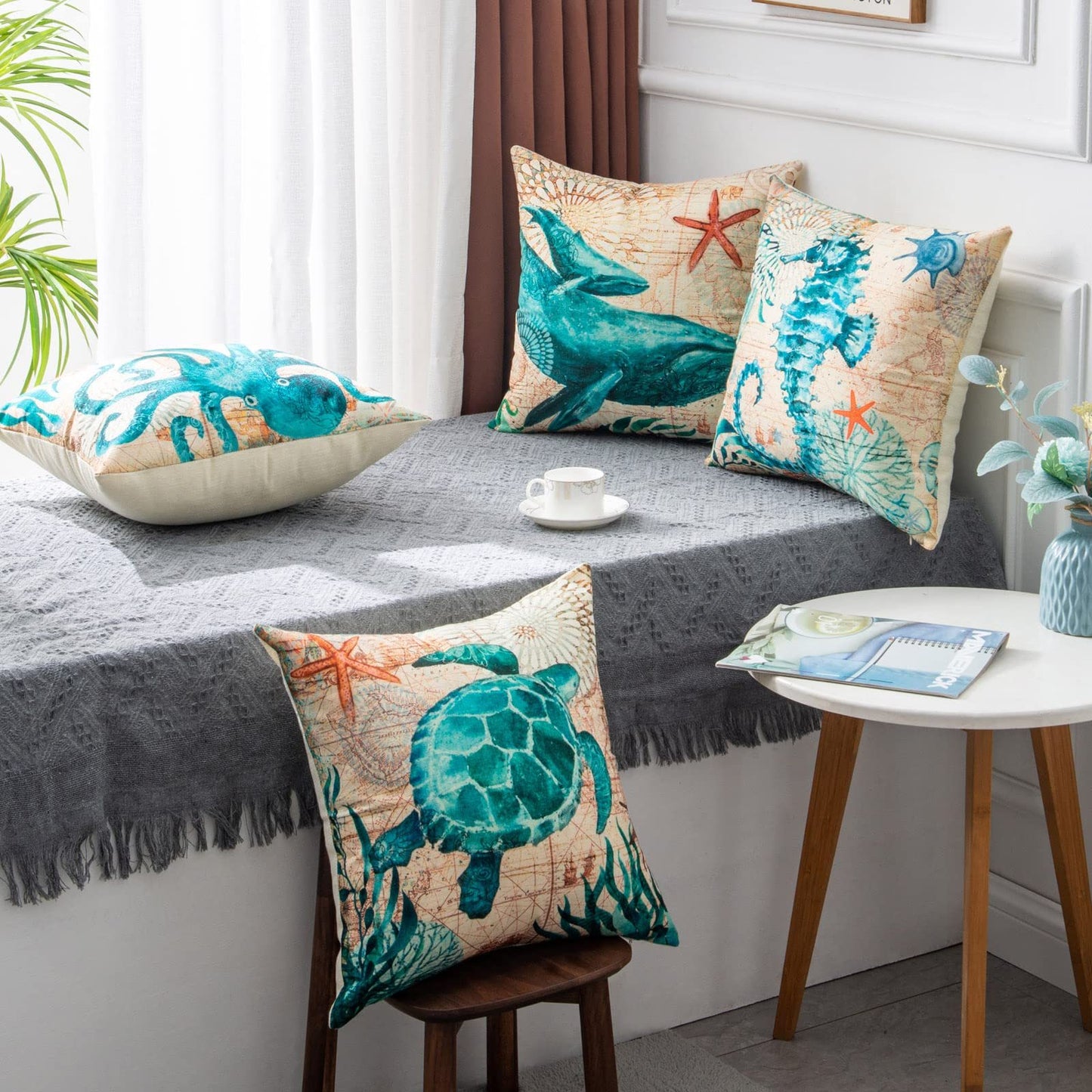 Ocean-Inspired Turtle Pillow Cases for Relaxing Spaces