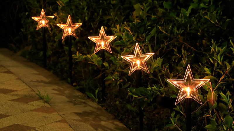 Solar Christmas Garden Lights Outdoor – Star Snowflake LED Lawn Lamp