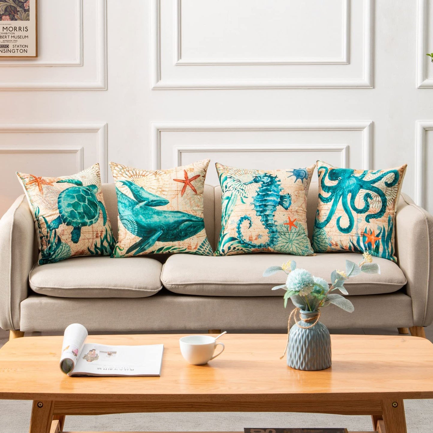 Ocean-Inspired Turtle Pillow Cases for Relaxing Spaces
