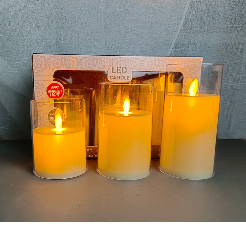 LED Simulation Candle Lamp – Glass Cup Ambient Light, Holiday Decoration